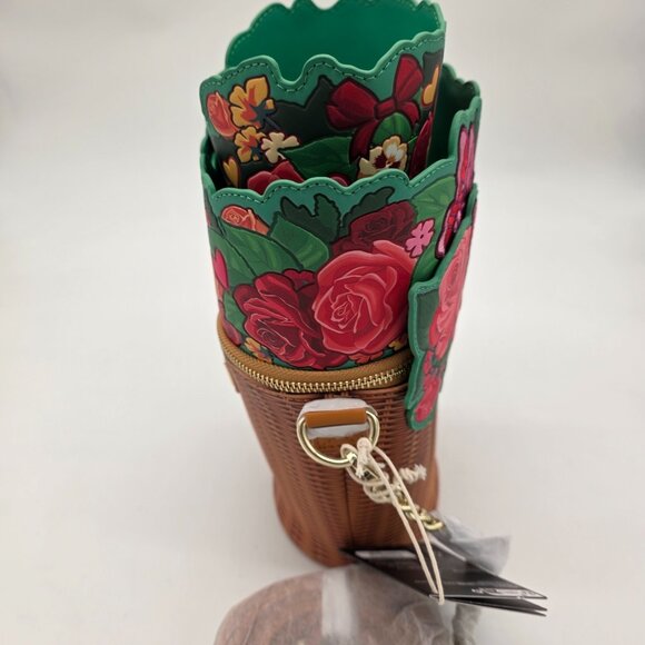 Loungefly Floral Butterfly Wicker Basket Crossbody Bag Roses NWT - Picture 2 of 7